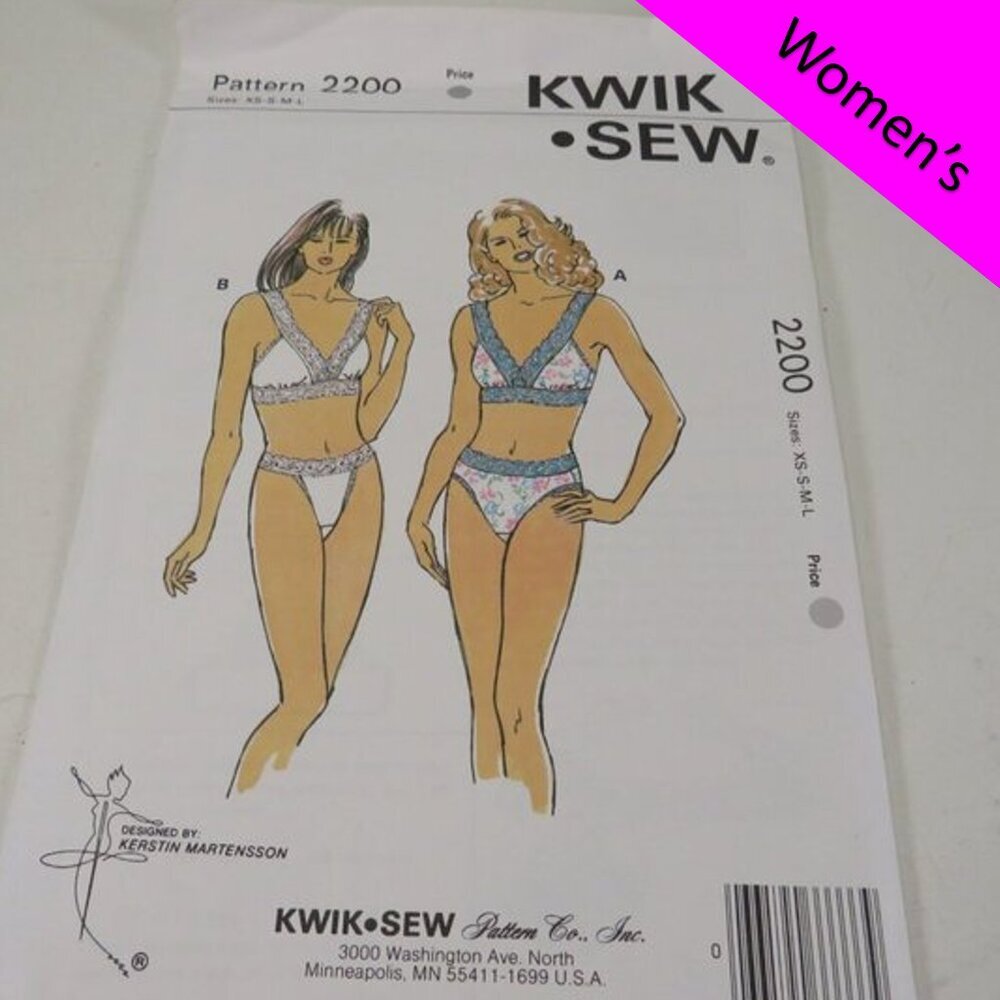 Kwik Sew 2200 Clothing Pattern XS-LG Bra & Panties UNCUT